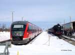 Zwei Desiro-Doppelgarnituren und 50 3648 mit Sonderzug in Altenberg/Erzgebirge, 13.03.2004  