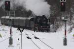 50 3648-8 setzt nun auf das Abstellgleis um, hier endeten bis 1997 die Zge aus Schwarzenberg.