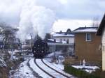 50 3648 fhrt am 20.10.08 aus dem Bahnhof Scheibenberg Richtung Schlettau aus.