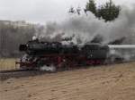 50 3648 Auf der  Abschiedsfahrt  am 28.03.09 hier kurz hinter Schlettau.