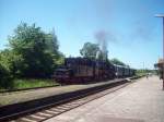 Sonderzug nach Hettstedt. Lok 503708-0 in Bahnhof Klostermansfeld. 24.05.09