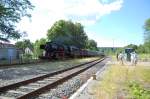 Br 50 3708-0 am 5.07.09 mit ihrem Sonderzug von Altenbeken nach Vienenburg, hier bei der Einfahrt in den Hp Bad Driburg