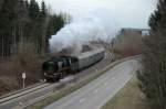 Rottweiler Dampftage, 29.11.09: 50 3501 auf dem Weg nach Schwenningen, aufgenommen bei der Ausfahrt aus Trossingen Bahnhof