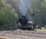 Nochmal einen Nachschuss gewagt auf den Zug mit 211 019-5 und 50 3610-8 auf der Fahrt von Sontra nach Cornberg in der letzten Kurve vor dem Cornberger-Tunnel.