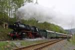 50 3616-5 verlsst am 11.05.2013 den Bahnhof Annaberg-Buchholz Sd in Richtung Schwarzenberg.