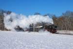 Am 28.12.2014 wurden von der Museumseisenbahn Hanau mit der 50 3552 Glühweinfahrten auf der Rodgaubahn unternommen, hier die 1.