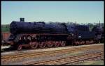 Ex Heizlok 503536 eingestellt in einen Lokzug im Bahnhof Nossen am 3.5.1990.