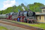 50 3501 und 01 509 beim Jubiläum 120 Jahre Rasender Roland am 30.5.15 in Putbus