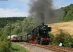 50 2988 der WTB mit ihrem Dampfzug2 nach Zollhaus-Blumberg bei der Abfahrt Epfenhofen 10.08.08