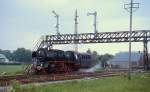 50 3666 der Vennbahn rangiert im Frühjahr 1994 im Bahnhof Sourbrodt