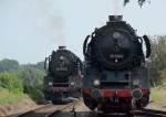 Vorbeifahrt - 50 3564 fhrt whrend der Einfahrt nach Beekbergen an der wartenden 50 0073 vorbei. (03.09.2011)