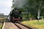 Himmelfahrtstour der IG Dampflok Nossen e.V am 17.05.07 von Nossen ber Freiberg nach Hainichen und retour: Der Unterwegshalt in Grovoigtsberg bot Zu/Ausstiegsmglichkeit fr (Rad)Wanderer.