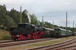 Nachschuss auf EFZ 52 7596 am 12.08.2017, als diese am Zugschluss des letzten Dampfzuges (Titisee - Seebrugg) von 01 519 hing und hier aufs Abstellgleis auf dem Museumsgelände der IG 3Seenbahn