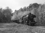 Br 052 mit einem Gterzug bei Babstadt, 03.10.07.