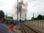 Die Dampfwolke von 52 8154 sieht aus wie ein Tornado! Fotografiert bei der Rckankunft von der Pendelfahrt zum Bahnhof Delitzsch im SFW Delitzsch am 30.08.08.