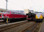 Br 218 387-9, Br 52 8106 und Br 346 920-2 der Lei GMBH standen am Osterwochenende 2008 im Bahnhof Marburg.