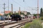 52 8154-8 des Eisenbahnmuseums Leipzig lud anllich des Sommerfestes am Wochenende 4./5.Juli 2009 im Bw Halle P zu Fhrerstandsmitfahrten ein.