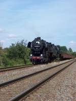 52 1360-8 & 52 8154-8 vor dem Fotogüterzug Leipzig - Zeitz bei dem 15 min Halt in Großdalzig 12.09.2010