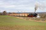 52 8154 beim Plandampf  Dampf trifft Kohle  mit 2400t Kohlezug von Zeitz Pbf nach Meuselwitz.