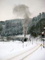 52 8154 mit einem Sonderzug in Annaberg-Buchholz.