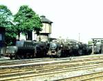 52 9618-7 und 52 6351-2 Bw Lbbenau im Mai 1977 - dafr gab´s Stress mit der Trapo ...