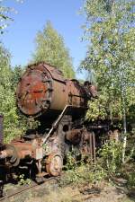 Der Torso von 52 8036 am 16.09.2012 im Bw Falkenberg Oberer Bahnhof.