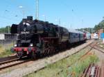 52 8079 traff als Schlußlok,am 14.Juni 2014,aus Lauterbach Mole kommend in Bergen/Rügen ein.Zuglok war die PRESS 112 565.