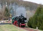52 8134-0 der Eisenbahnfreunde Betzdorf anlsslich des Dampfspektakels mit einem Sdz. am 2. April 2010 in Dockweiler.