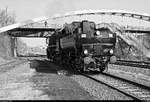 Nachschuss in SW auf 52 8154-8 des Verein Eisenbahnmuseum Bayerischer Bahnhof zu Leipzig e.V., die zu den 21.