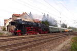 EMBB 52 8154-8 mit dem DPE 74010 von Leipzig-Plagwitz nach Meiningen, am 07.09.2019 in Erfurt-Bischleben.