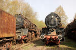 50 3555 und 58 1616 im Dampflokmuseum Hermeskeil am 7. April 2024 