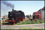 64491 rangiert hier am 30.7.1995 im Bahnhof Bohmte.