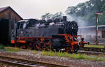 EFZ-Dampflok 64 289 bei einer Plandampffahrt auf der Hohenzollerischen Landesbahn, 22.07.1987