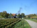 BR64 mit dem  Rebenbummler auf der Fahrt durch den Kaiserstuhl/Baden  hier im Bahnhof Burkheim  Okt.2007