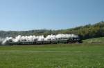 64 419 der DBK mit einem Sonderzug zum Anlass  20 Jahre Eisenbahnclub hringen  am 19.04.09, hier bei Wackershofen