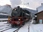 Verein Historisches Emmental - DB Dampflok 64 518 bei Rangierfahrt im Bahnhof von Balsthal am 30.01.2010