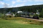 64 419-5 verlsst mit Ihrem Sonderzug den Haltepunkt Altglashtten-Falkau. Aufgenommen am 11.08.2012.