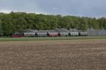 Am Bodo-Erlebnistag am 11 Mai fuhren zahlreiche Sonderzüge, hier eine Dampflok (Baureihe 64) auf dem Weg von Friedrichshafen nach Aulendorf, kurz vor dem Bahnhof Mochenwangen    11.05.2014