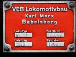 Fabrikschild von Lok 65 1049-9.