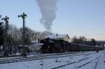 Die Rckfahrt 65 1049 nach Chemnitz am 20.12.09 fhrte ber BSg mit kurzem Zwischenstop im Bahnhof Schlettau.