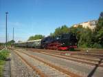 Einfahrt des Sonderzuges aus Chemnitz nach Freyburg(Unstrut)zum Weinfest hier in Zeitz mit 65 1049-9 11.09.2010