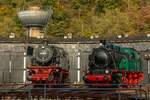 66 002 & Hibernia 41-E im Eisenbahnmuseum Bochum Dahlhausen, Oktober 2024.