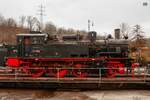 74 1192 auf der Drehscheibe im Eisenbahnmuseum Bochum Dahlhausen, März 2025.