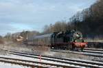 EFZ Dreiknigsdampf 2010: 78 468 fhrt mit ihrem Sonderzug in den Bahnhof Hechingen ein, 03.01.10