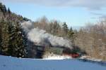 EFZ Dreiknigsdampf 2010: 78 468 mit ihrem Sonderzug kurz vor dem ehemaligen Bahnhof Albstadt-Laufen, 03.01.10