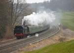 Sonderzug von Tbingen ber Sigmaringen, Aulendorf und Ravensburg nach Friedrichshafen, hier kurz vor Meckenbeuren, 06.04.2013