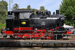 Die frisch lackierte Dampflokomotive RAG D-724 (ex 80 030) auf der Drehscheibe des Eisenbahnmuseums in Bochum-Dahlhausen. (September 2018)