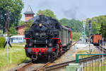 Der historische Zug mit den Lok’s der BR 86 und der BR 112 als Zuglok beim Putbuser Bahnhofsfest.