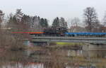 Überführungsfahrt von 86 056 am 02.03.2022 in Schwandorf auf der Naabbrücke.