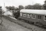 Sonderzug mit 2* BR 86 auf freier Strecke bei Lohmen, 1988